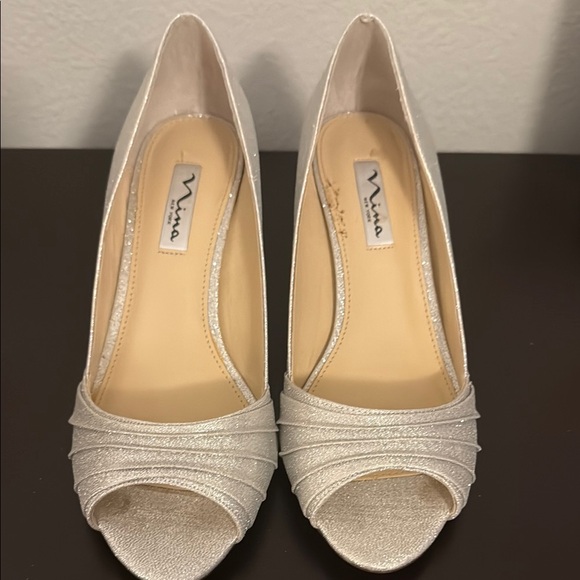 Nina Silver Peep-Toe Heels for Special Occasions - Picture 1 of 6